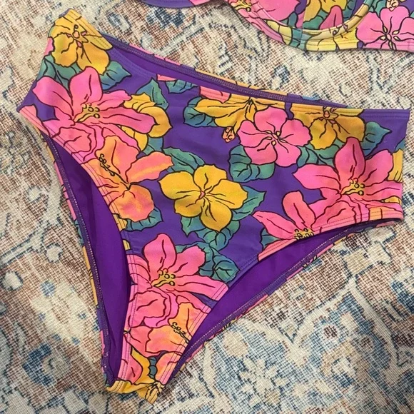 Lovers + Friends Floral Bikini - Purple, Pink, Yellow - Picture 2 of 6